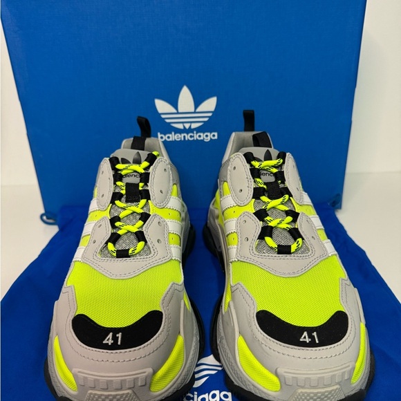 Balenciaga  X Adidas Triple S “Fluo Yellow” Chunky Sneaker – EU 41 / US 8 - Picture 2 of 10